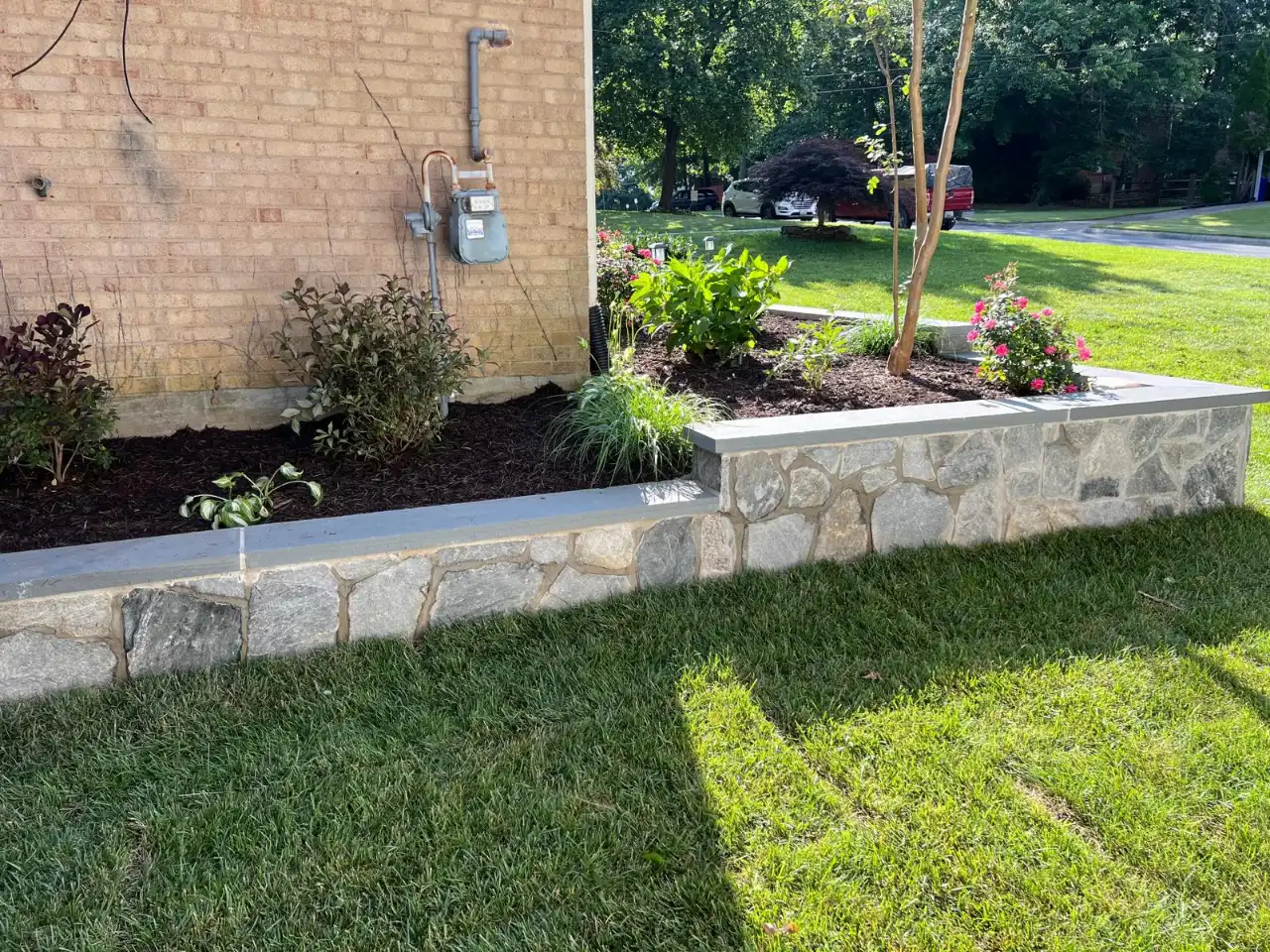 Stone retaining wall installation in Maryland 2