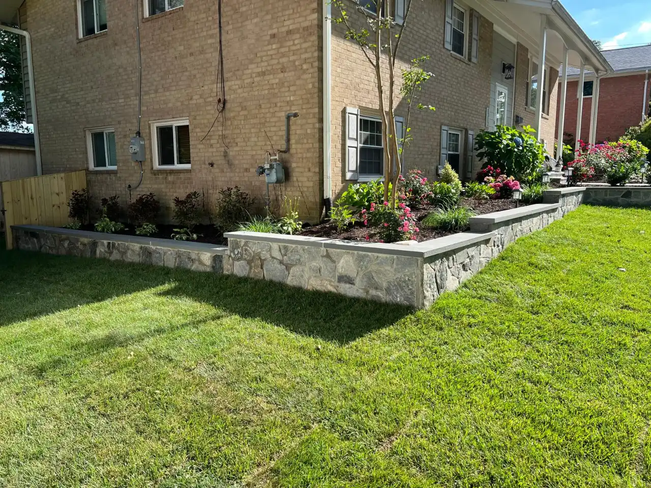 Stone retaining wall installation in Maryland 3